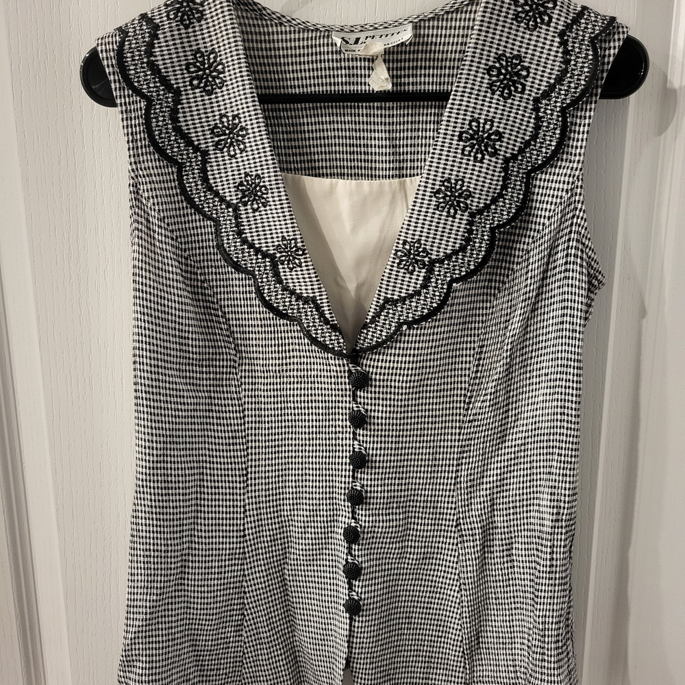 S.L. Fashions Black and White Checkered Top